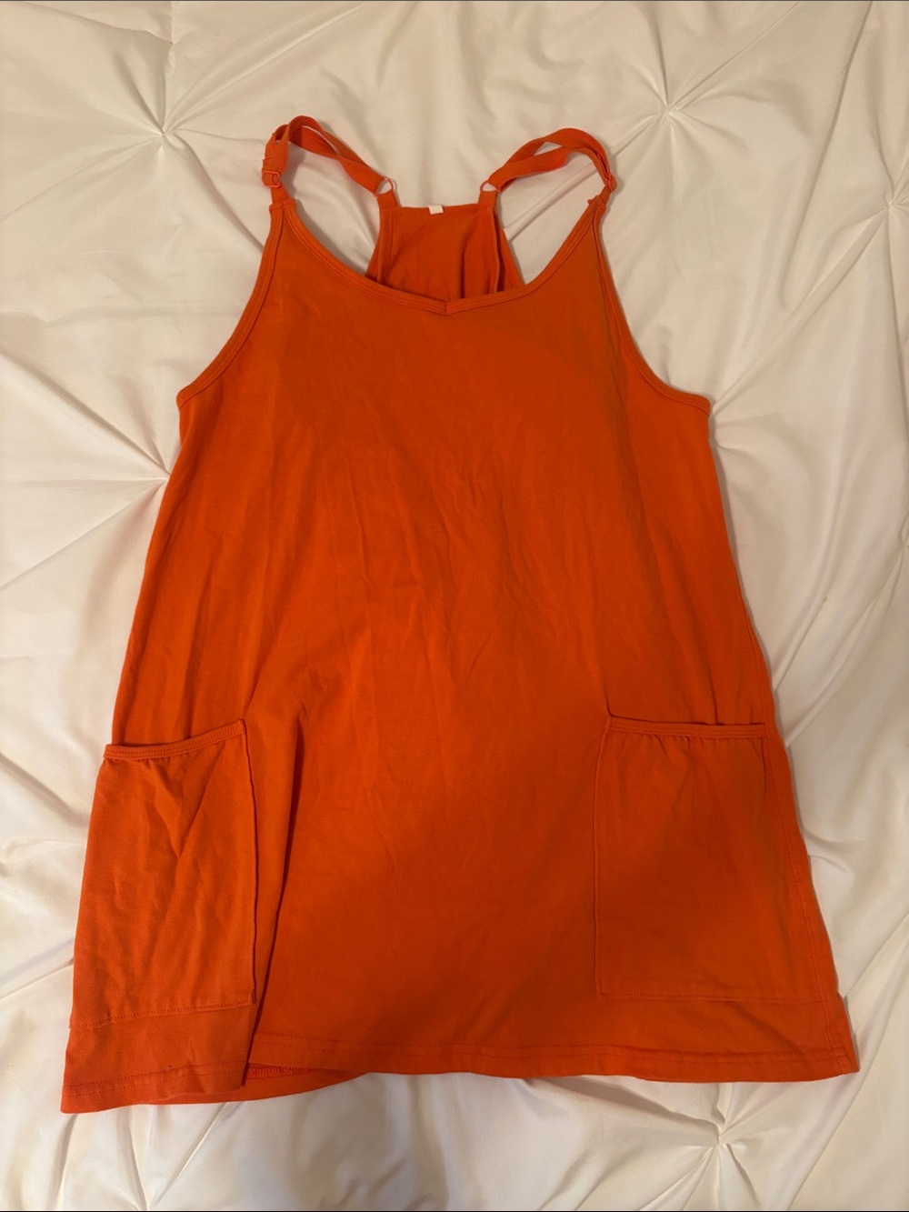 Girls Orange Racerback One-Piece Dress with built in shorts